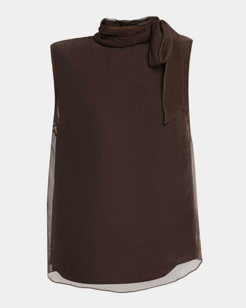Crispy Silk Chiffon Tie Blous